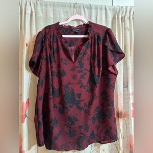 41 Hawthorn Maroon and Black Patterned Blouse